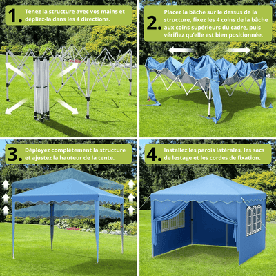 Tonnelle pliante Acier Bleue