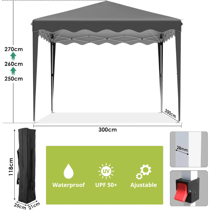 Tonnelle pliante Acier Noire