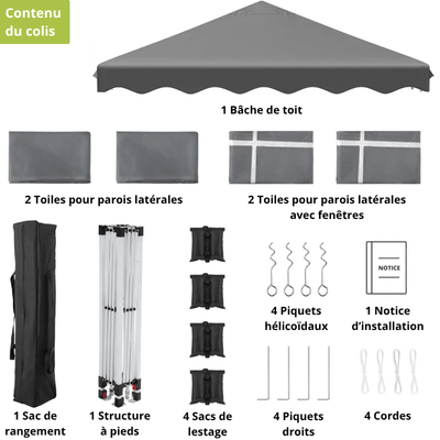 Tonnelle pliante Acier Noire